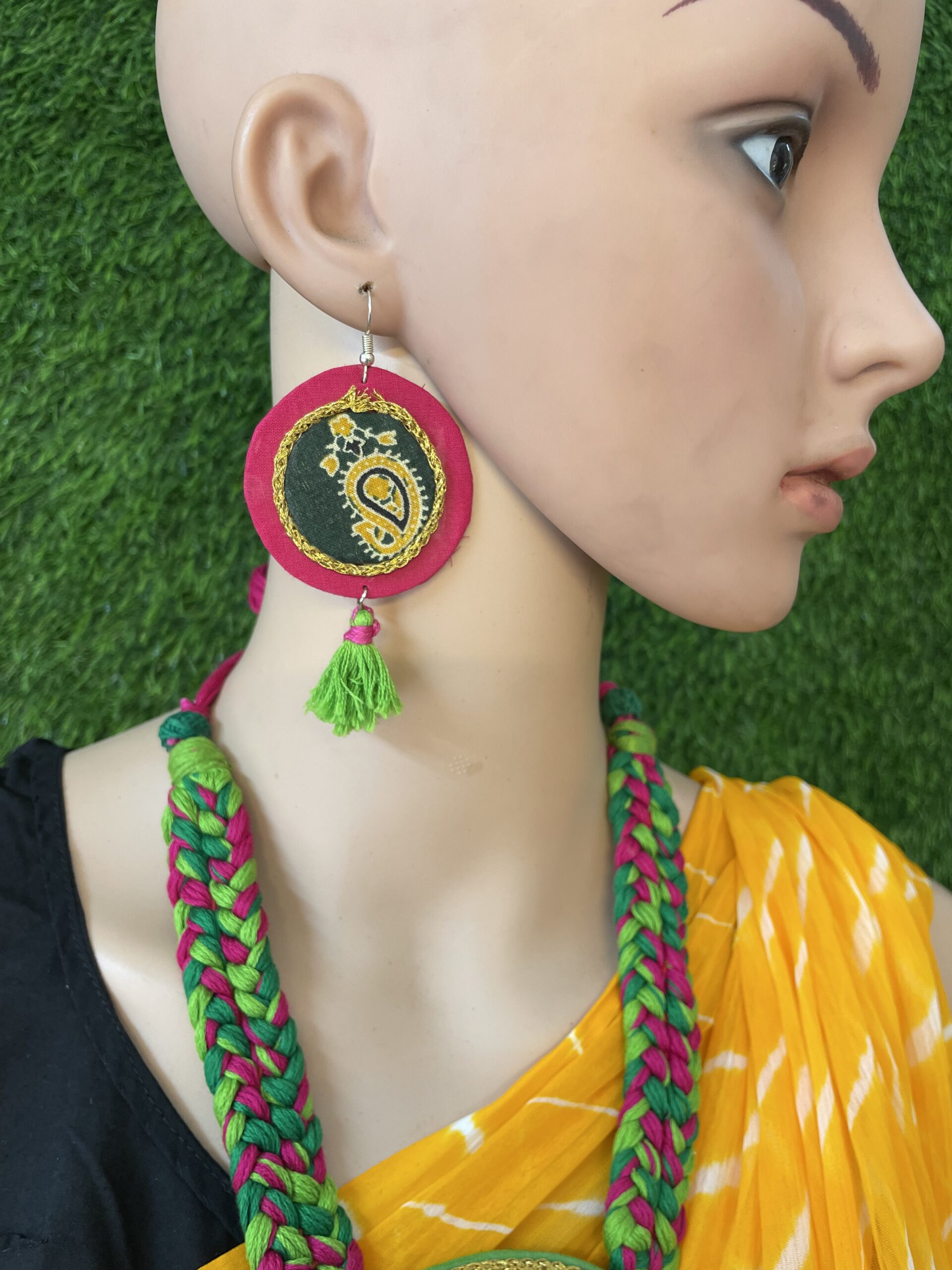 Buy Rainvas Pink Bandhani Fabric Jhumka Earrings for Women Online on Brown  Living | Womens earrings